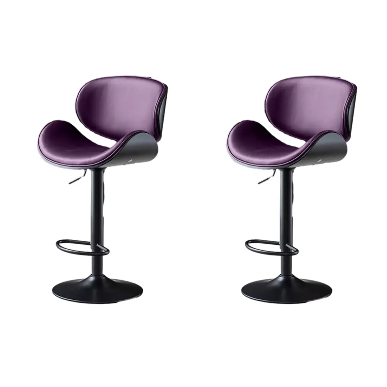 Arched Blackish Green Leather Swivel Adjustable Bar Stool