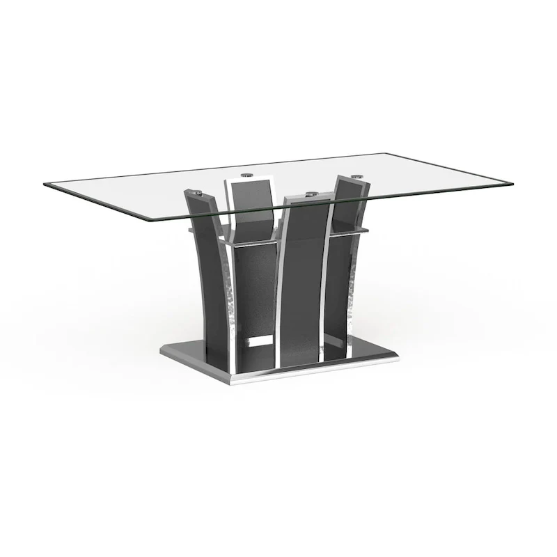 Furniture of America Resk Modern 72-inch Glass Top Wood Dining Table
