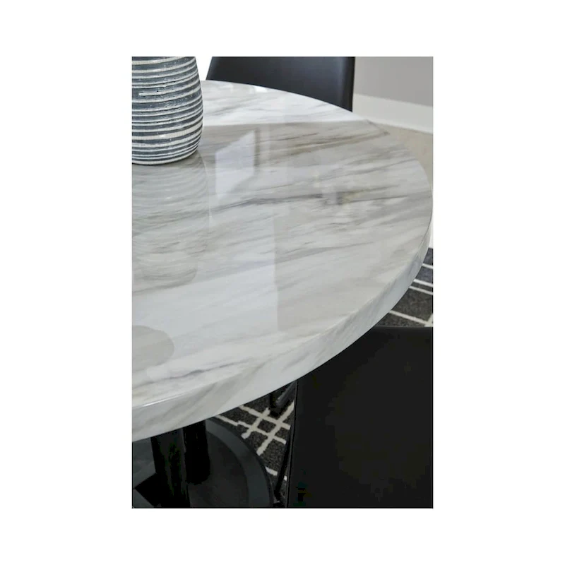 Centiar White/Black Circular Counter Height Table