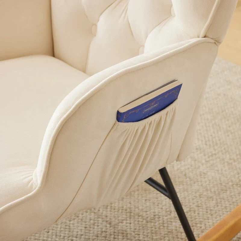 Rocking Chair Nursery, Upholstered Glider Rocker with High Backrest