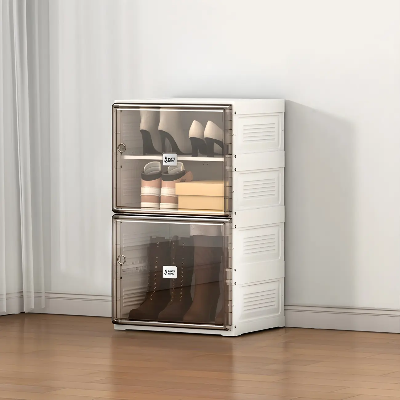 Glam Plastic Foldable Shoe Storage Cabinet with Clear Cover