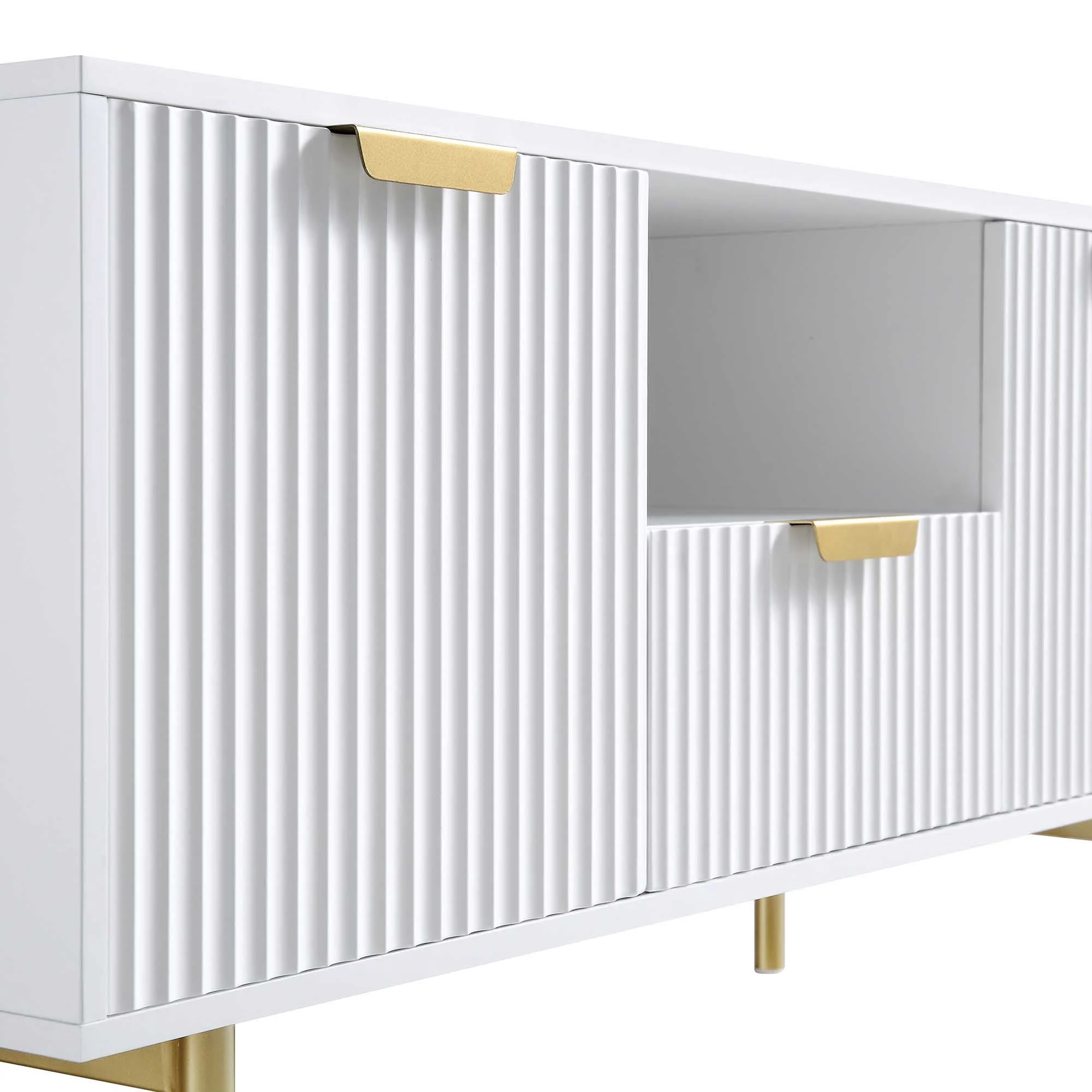 Ridged TV Media Unit, Matte White