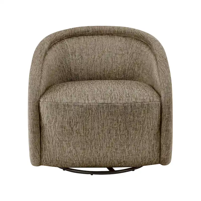 Taupe/Beige Fabric Swivel Barrel Accent Chair, Single-User