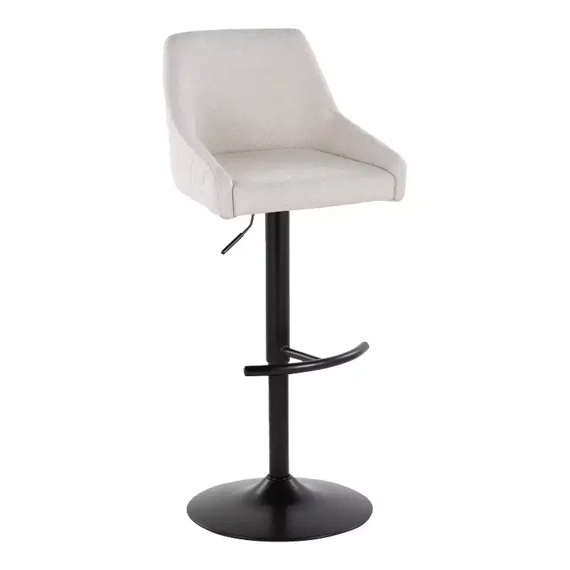 LumiSource Set of 2 Hannah Adjustable Barstools Black Metal/Cream Fabric