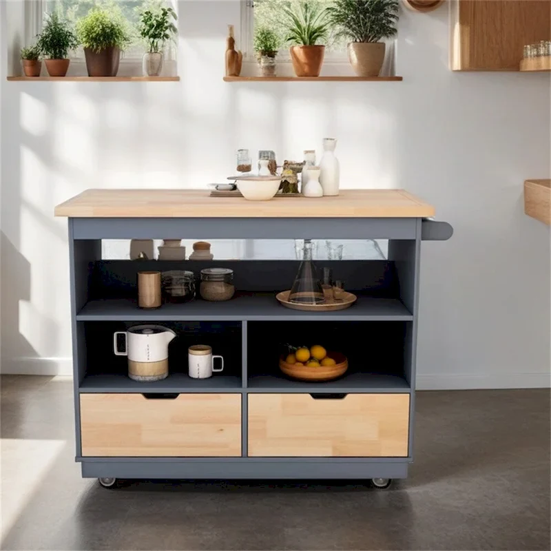 Rolling Kitchen Island with Storage,Two-sided Kitchen island Cart