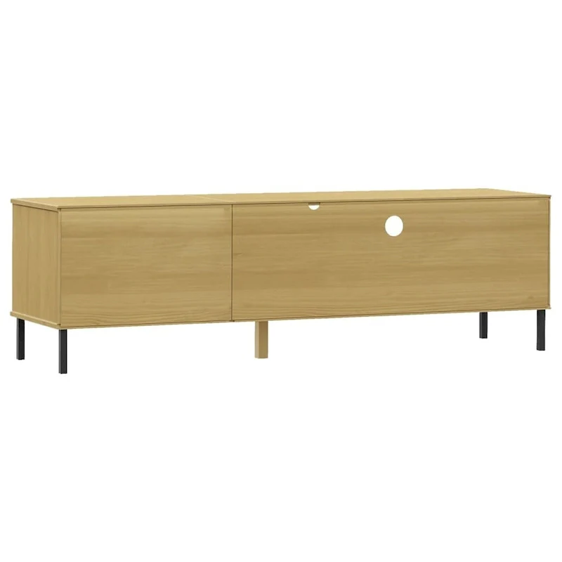 vidaXL TV Stand TV Console TV Console with Metal Legs Solid Wood Pine OSLO - 62.2 x 15.7 x 18.3