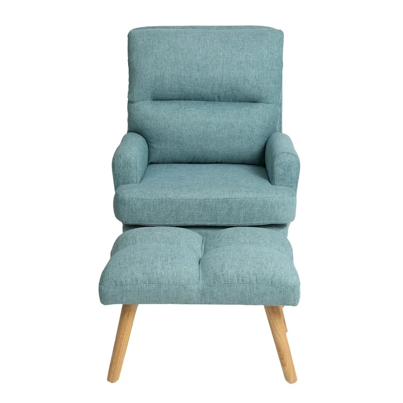 Fabric Armchair Accent Chair with Ottoman Set