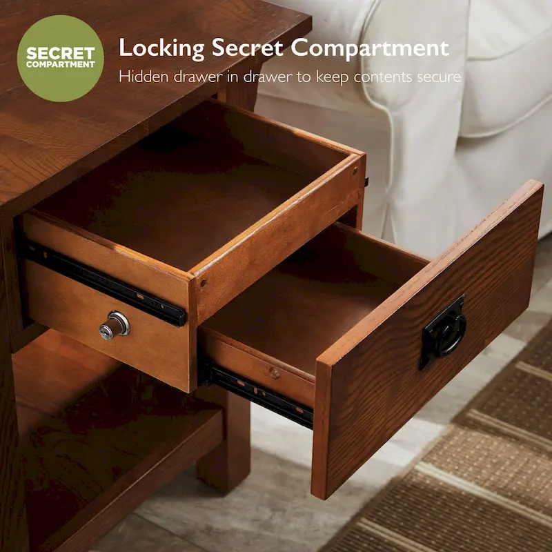 End Table with Drawer - Medium Oak, Mission Style, Single User