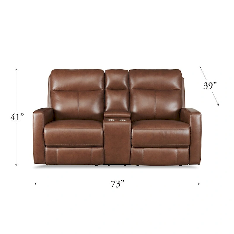 Hydeline Vienna Zero Gravity Power Recline and Headrest Top Grain Leather Loveseat with Console