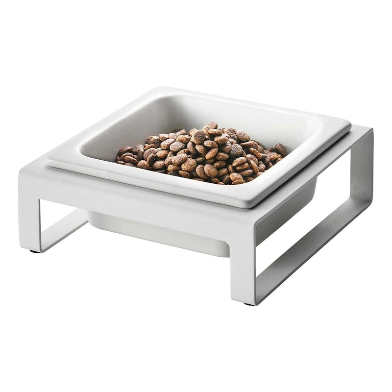 Single Pet Food Bowl - Two Styles, Steel and Ceramic, Short, 1.25 - L 6.1 x W 5.91 x H 2.36 inches