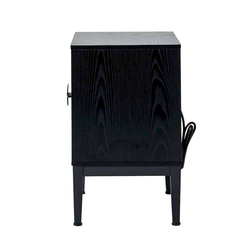Apakah Modern 25Tall 2-Drawer Nightstand with Charging Station and Adjustable Legs Set of 2 by HULALA HOME