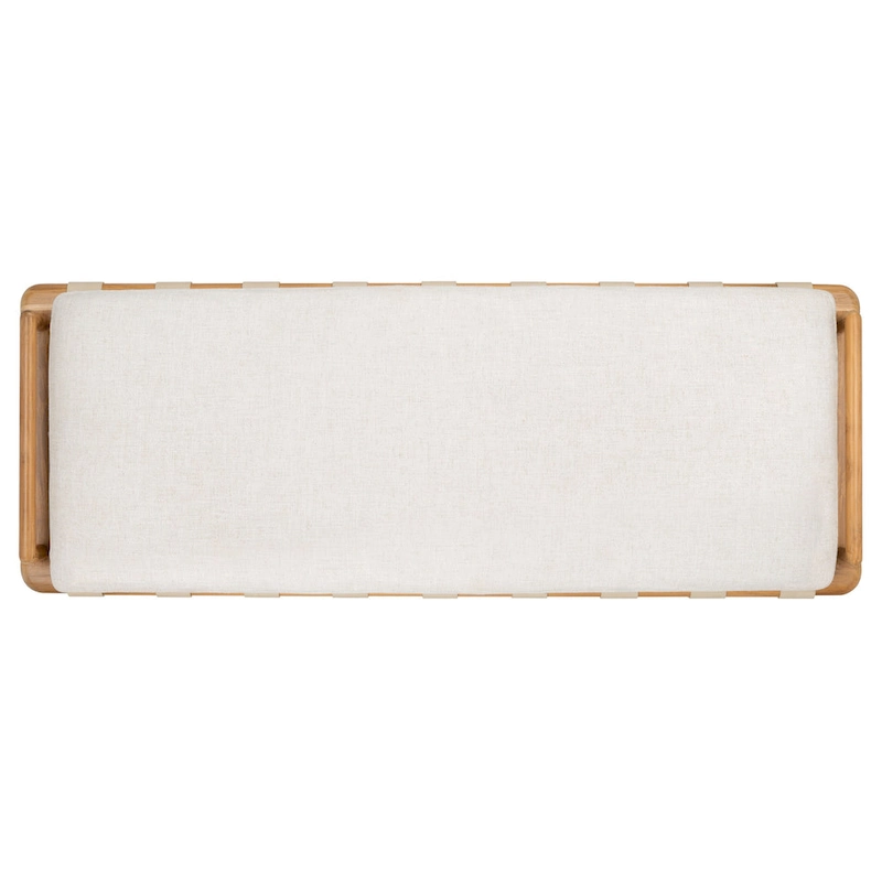 SAFAVIEH Couture Grizelda Teak Cushion Bench - 70 In W x 26 In D x 19 In H - 70Wx26Dx19H