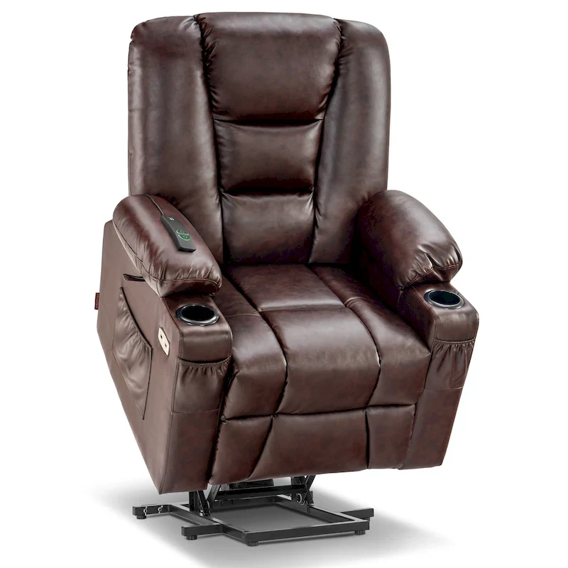 Small Power Lift Recliner Chair with Massage & Heat, Faux Leather, Elderly-Friendly