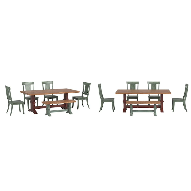 Ronda 78.7 Rectangular Solid Wood Top Dining Set with Panel Back Chairs