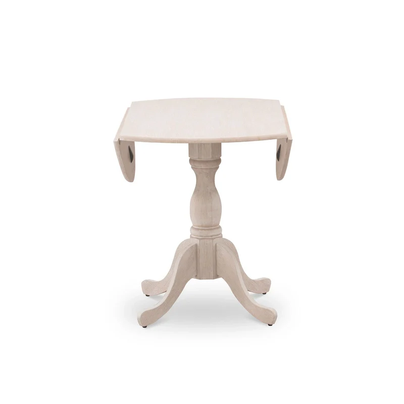 East West Furniture Dublin Modern Kitchen Table - a Round Dining Table Top with Dropleaf & Pedestal Base, (Finish Option)
