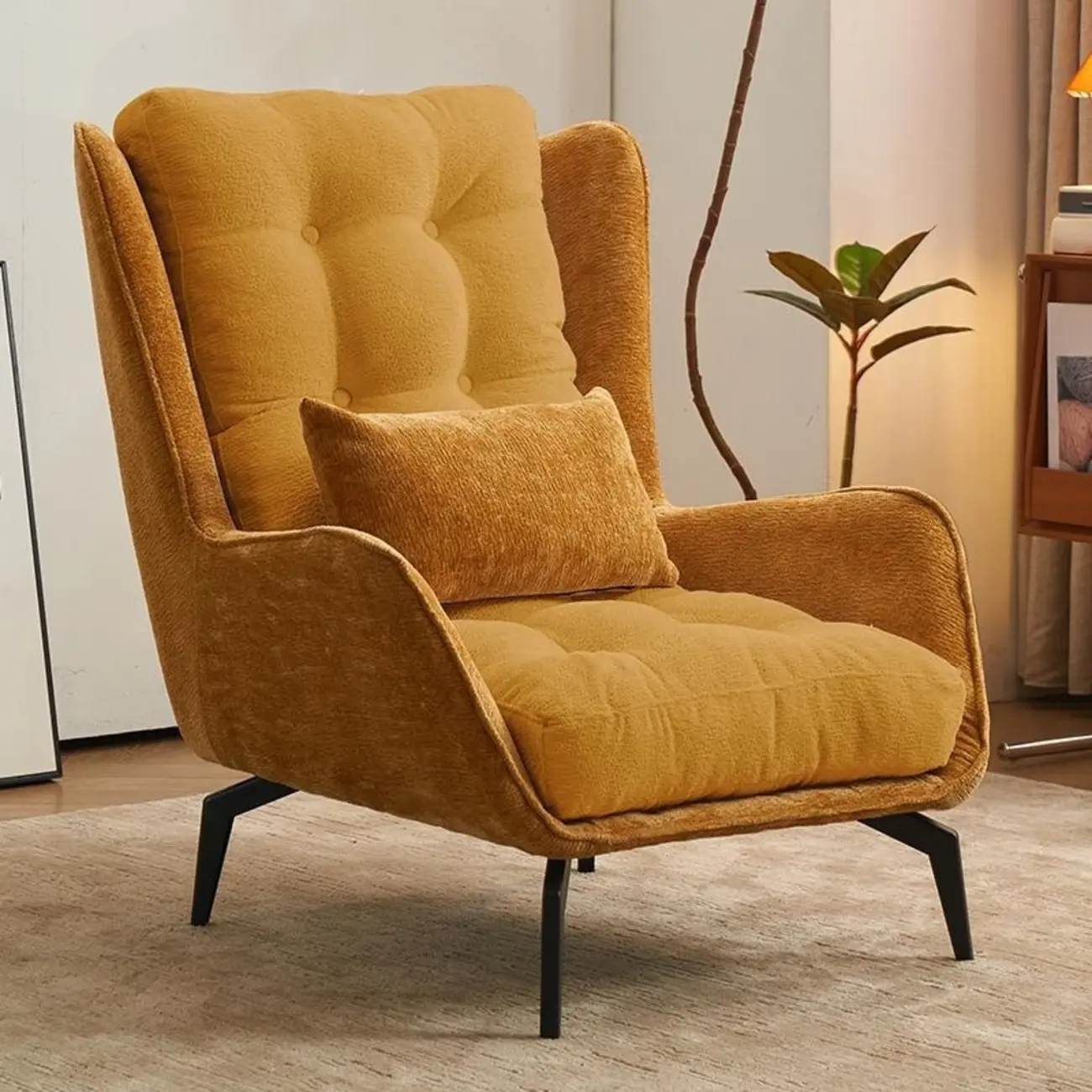 Modern Velvet Wingback Accent Chair for Living Room