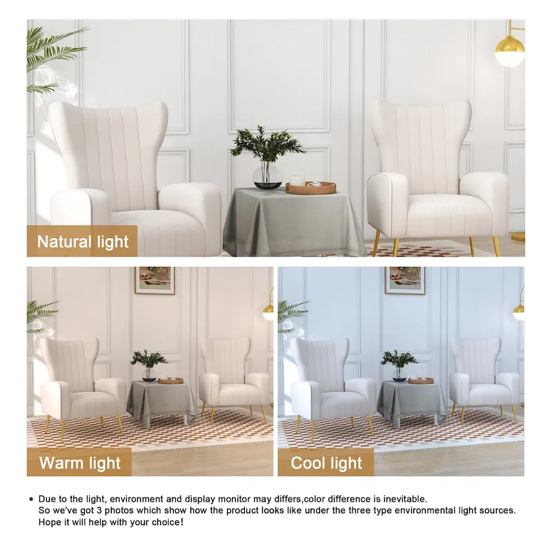 2 Set Velvet Accent Chair Upholstered Living Room Arm Chair