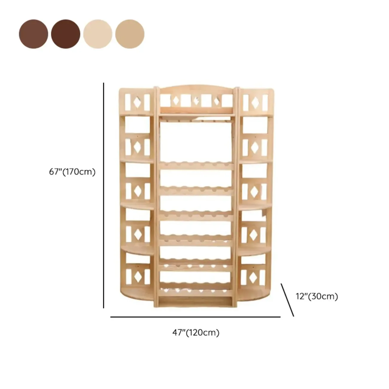Free Standing Pine Wood Wine Racks with Bar Glass Holder Shelf