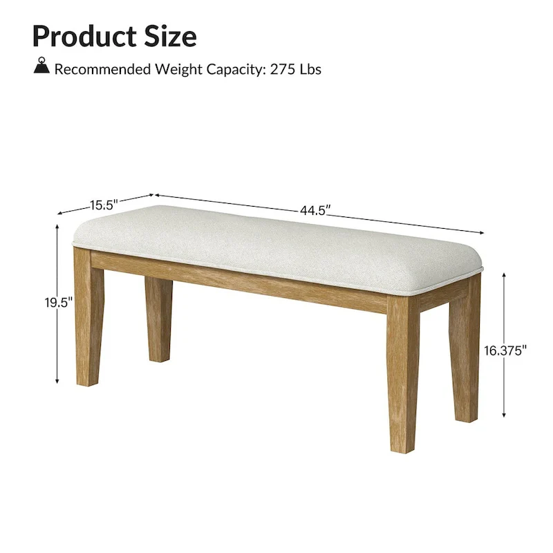 Sandra Rustic Farmhouse Design Solid Wood Dining Bench by HULALA HOME