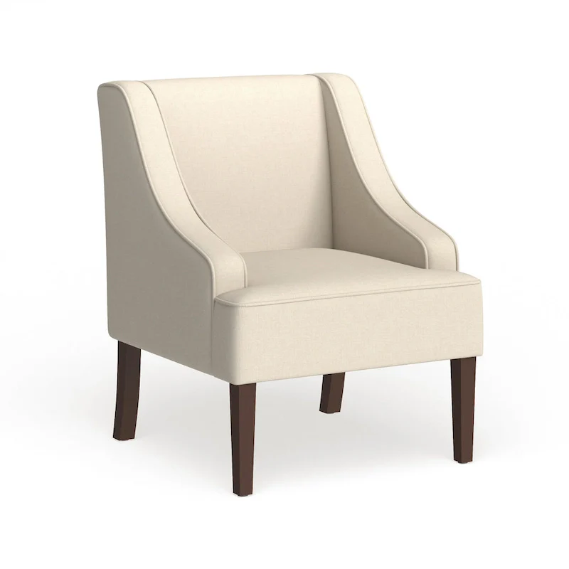 Cream Swoop Arm Accent Chair – Single Seat