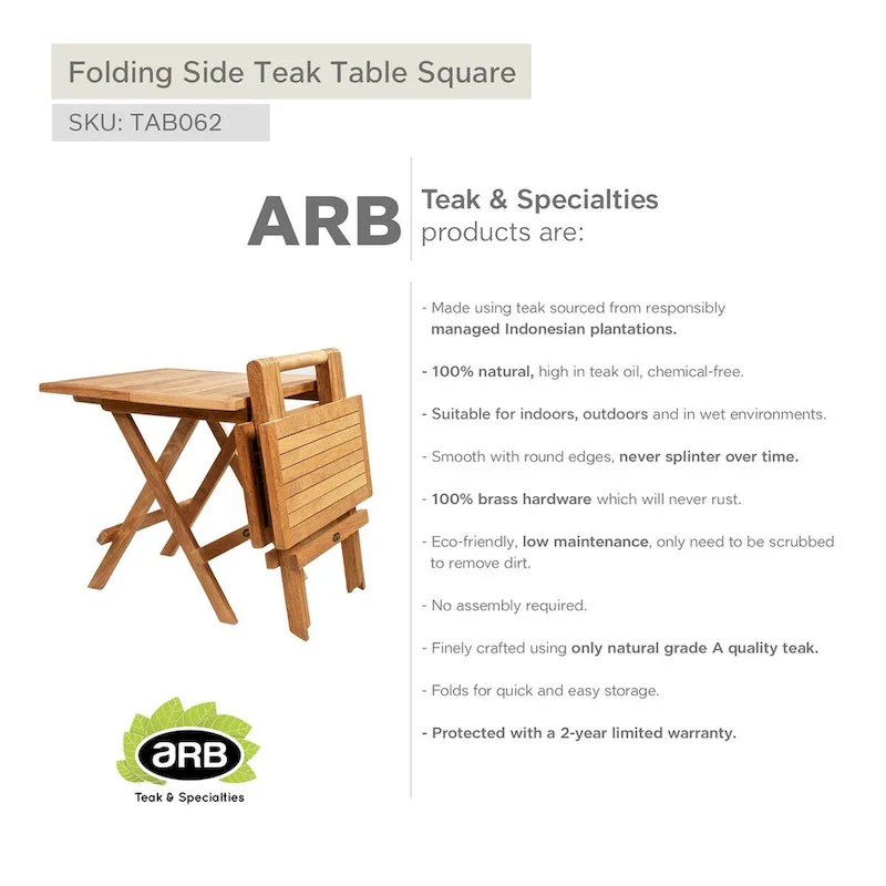 Teak Folding Side Table - Square 20 (50 cm)