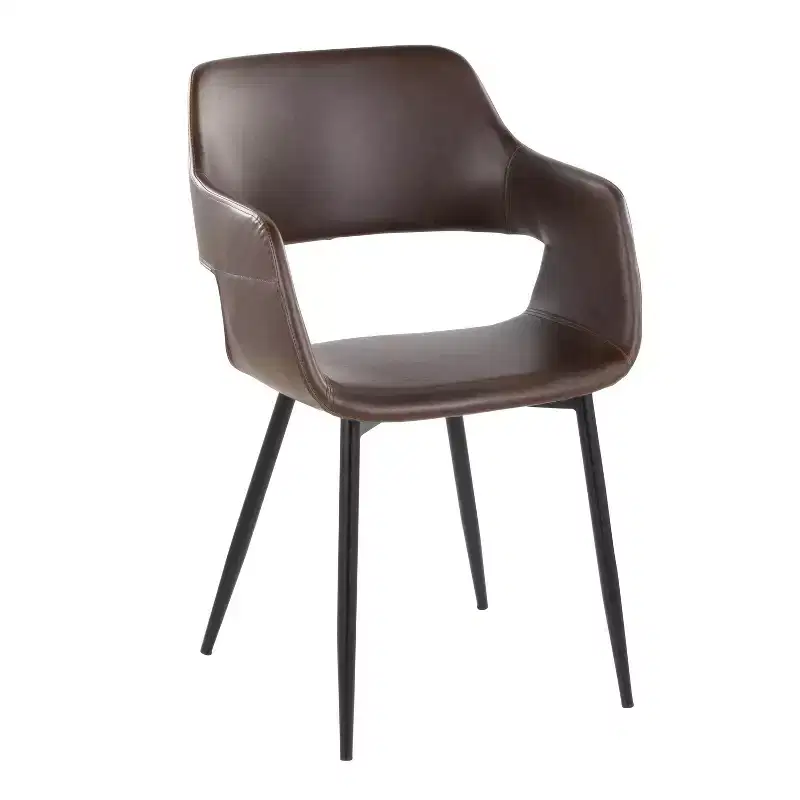 LumiSource Set of 2 Margarite PU Dining Chair Black Metal