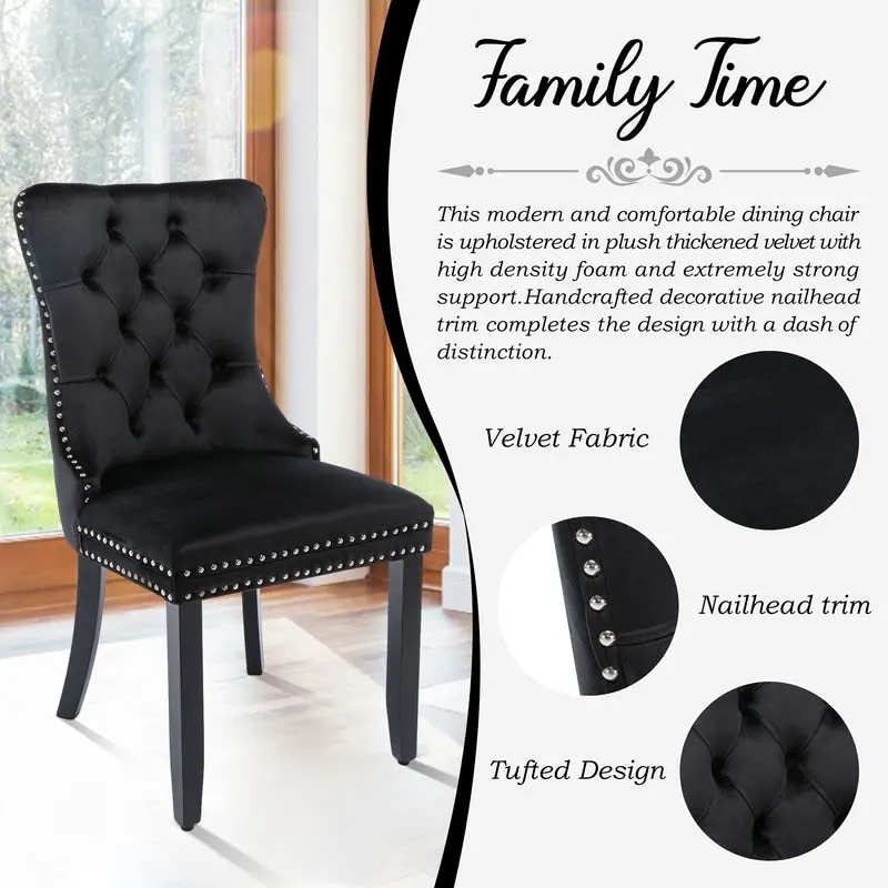 Solid Wood Velvet Upholstered Dining Chair