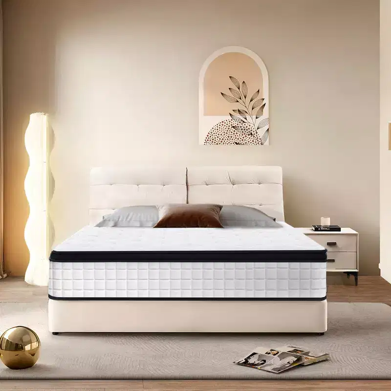 GDFStudio Mary 12 White Memory Foam Individual Pocket Spring Hybrid Mattress