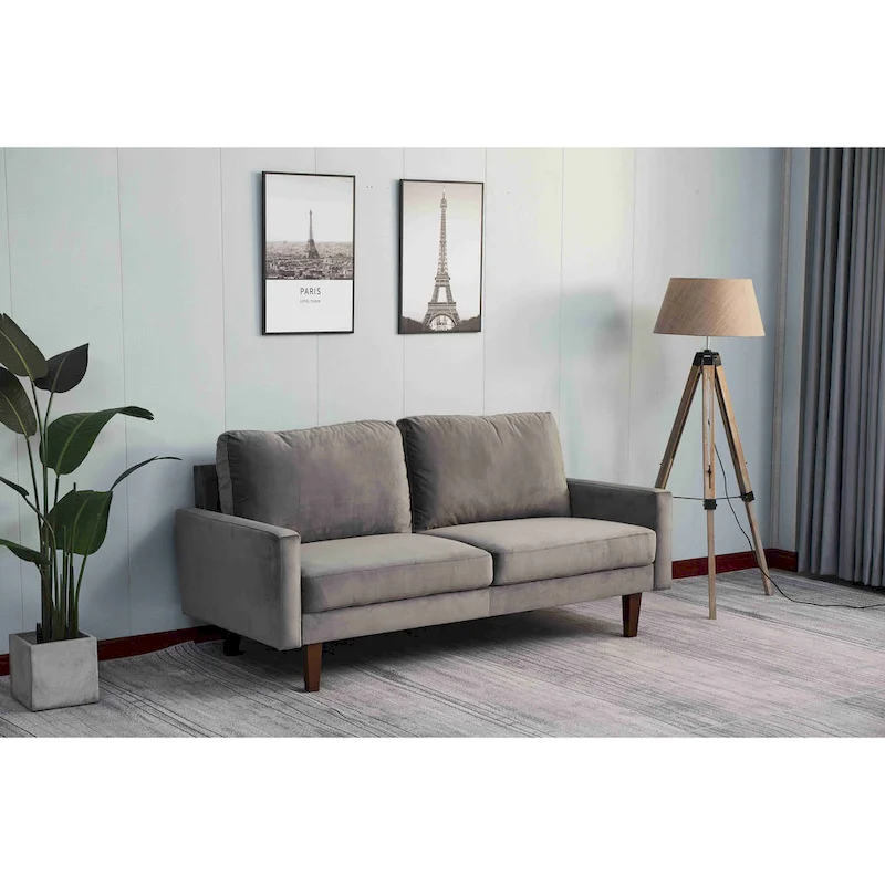 Velvet Square Arm Sofa