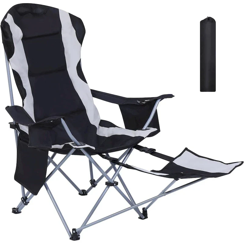 Camp Chair, Camping Chair with Footrest, Foldable Camping Chair for Adults, Cooler Bag, and Cup Holder for Camping, Patio