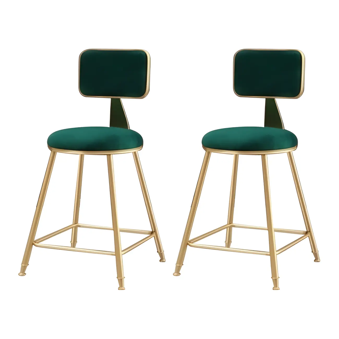 Round Velvet Upholstered Counter Bar Stools