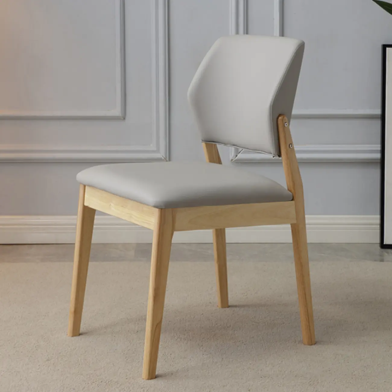 Scandinavian Faux Leather Low Back Dining Chair