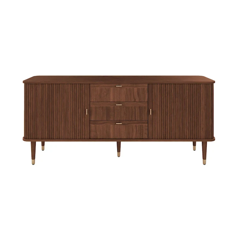 Walnut Wood Sideboard with 3 Drawer Mid Century Modern