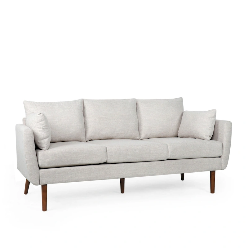 Modern 76.5  3-Seater Sofa with Birchwood Legs and Pillows