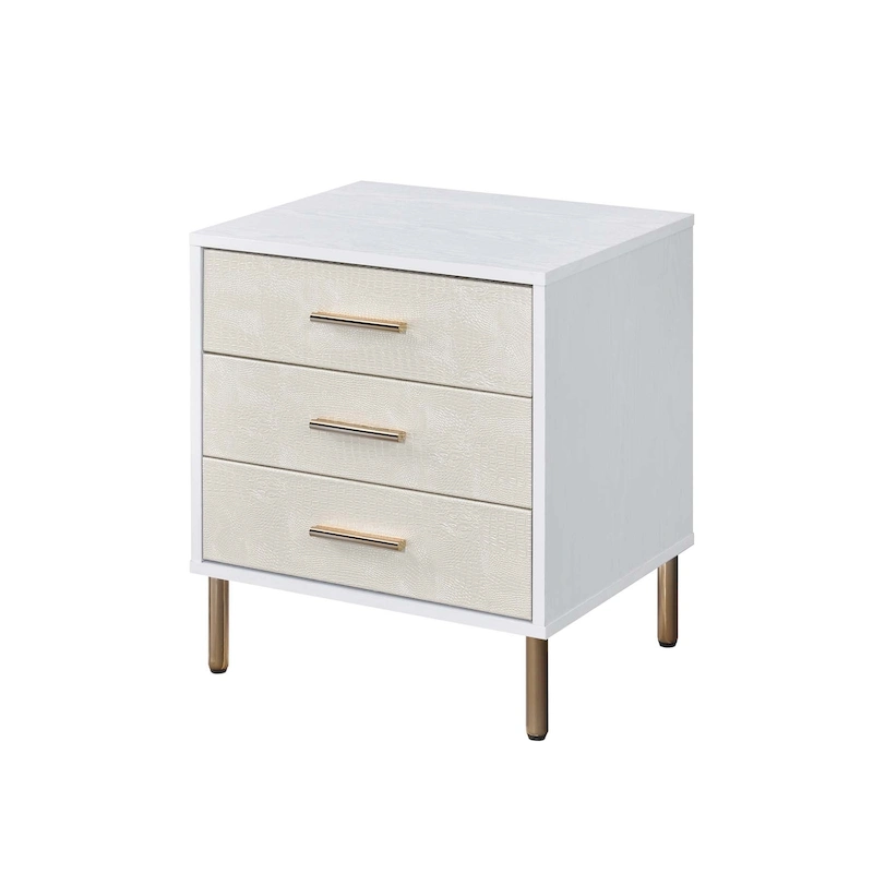 3 Drawers Nightstand with Metal Legs