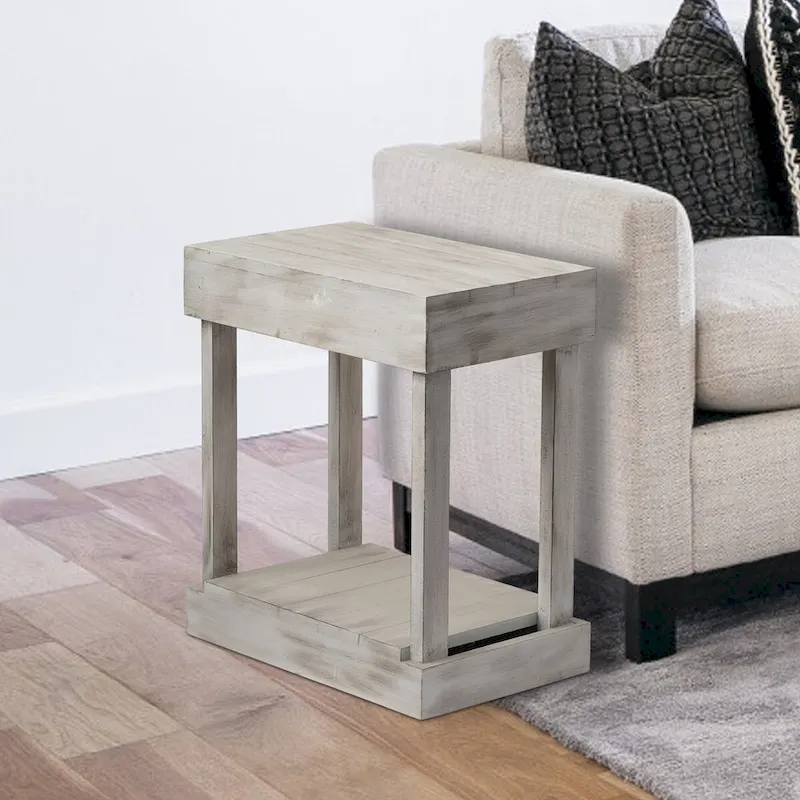 Rustic Farmhouse Solid Wood Accent End Table