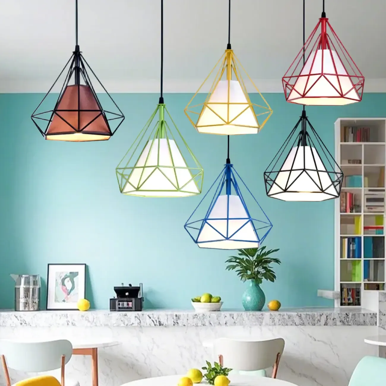 Modern Colorful Diamond Cone Pendant Lamp