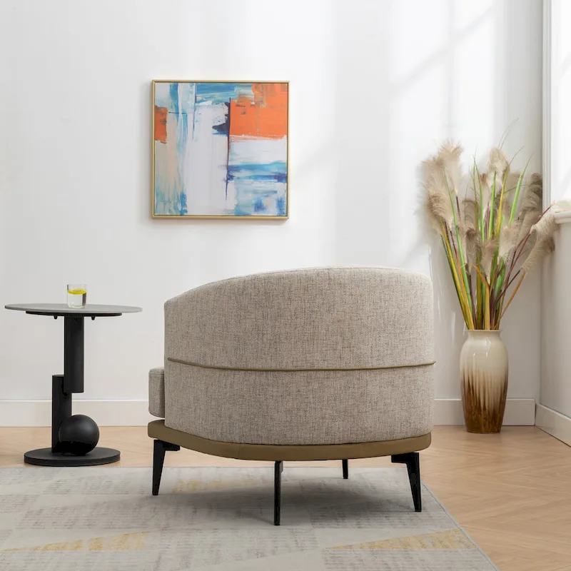 Modern Two-tone Barrel Fabric Chair