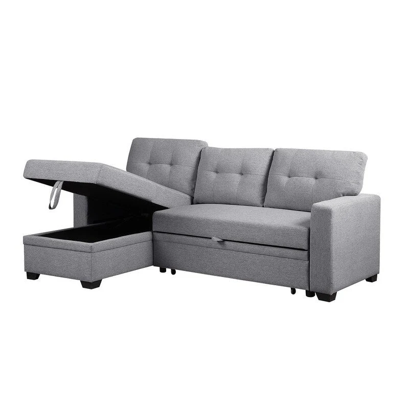 Upholstered Pull out Sectional Sofa with Chaise