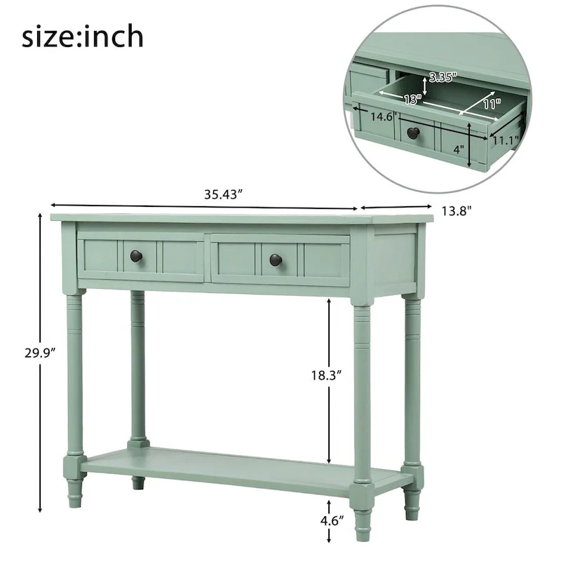 Daisy Series Console Table with 2 Drawers and Bottom Shelf