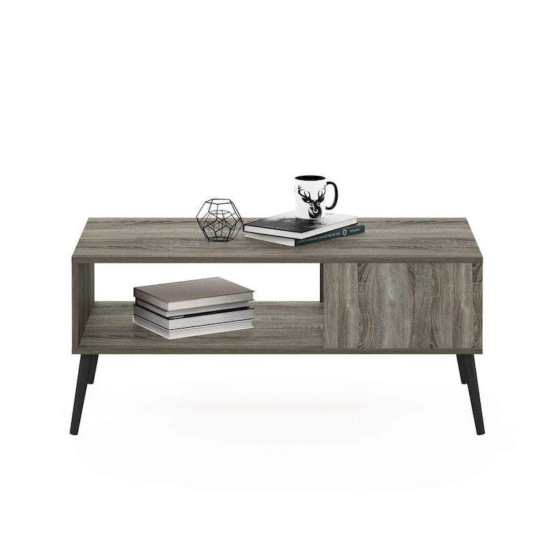 Furinno Claude Mid Century Style Coffee Table with Wood Legs