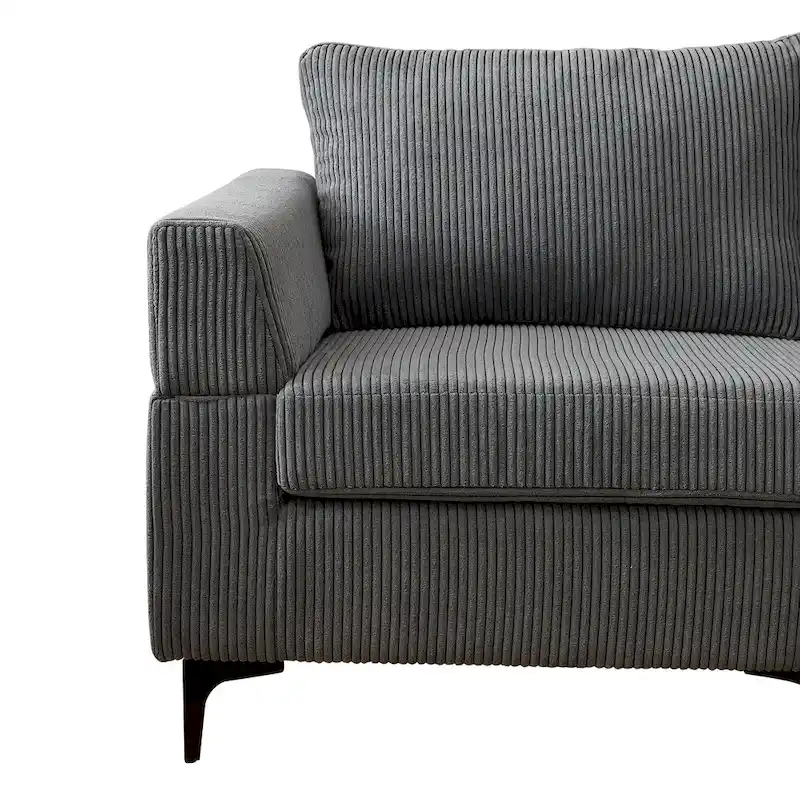 HOOOWOOO Living Room L-Shaped Polyester Fabric Reversible Chaise Sofa