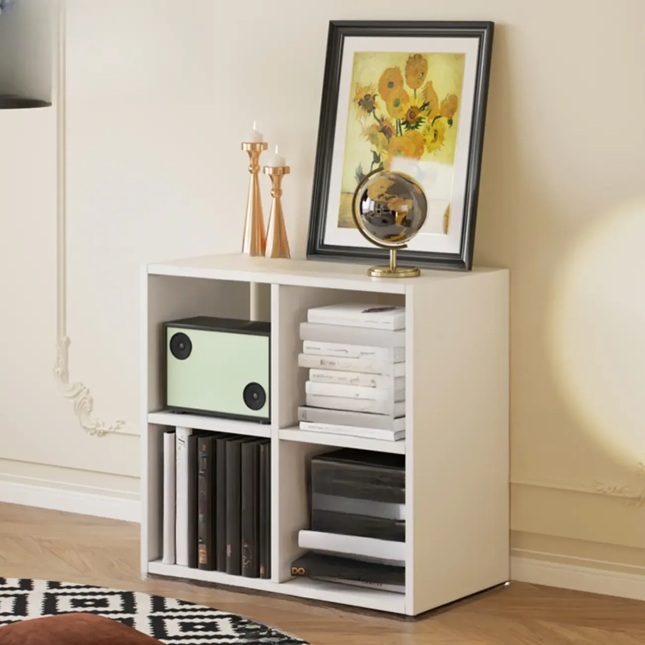Classic Brown Cherry Wood Open Back Cube Bookcase