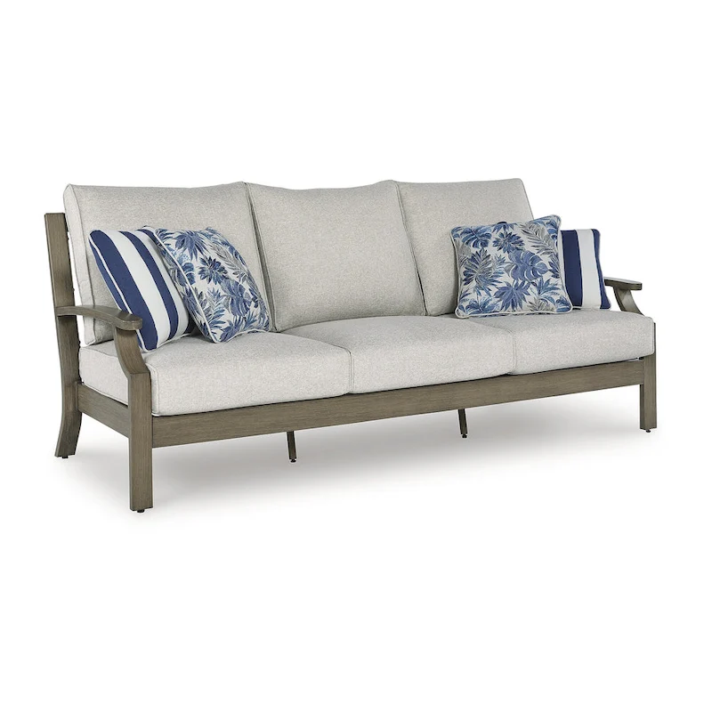 Signature Design by Ashley Rainier Ranch Brown/Beige Outdoor Sofa with Cushion - 89.25 W x 36.25 D x 42 H
