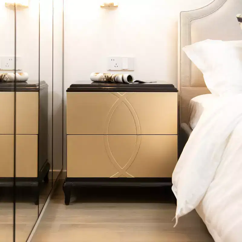 JTH LUXE Verona 23 Wide Contemporary Glam Storage Side Table, Espresso Black & Soft Gold Birchwood & Veneer