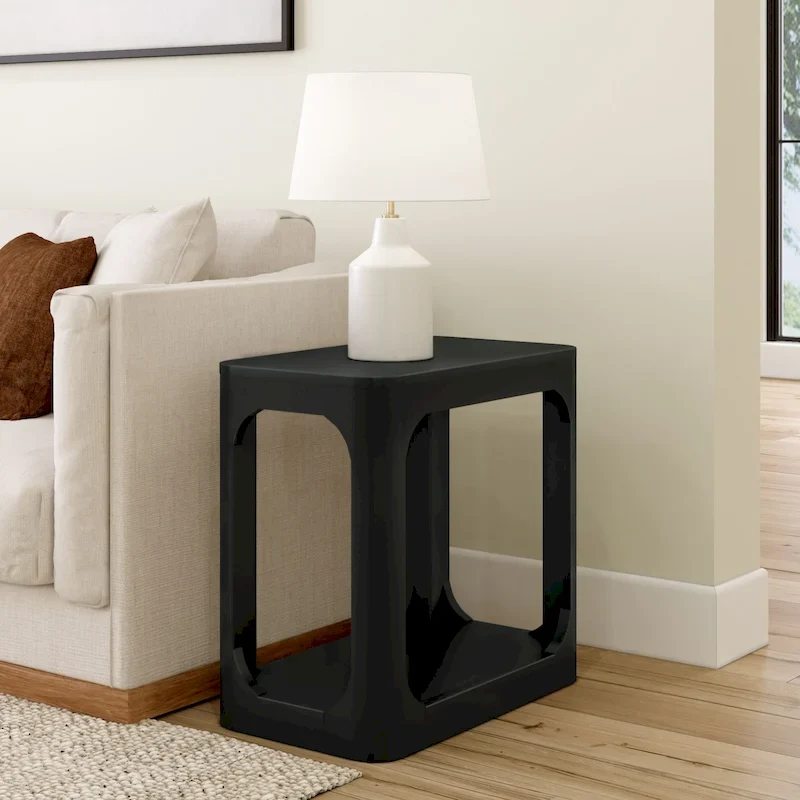 25-inch Rectangular Side Table with Storage Shelf