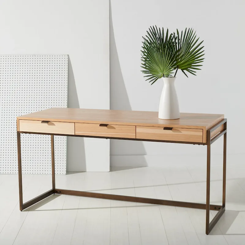 SAFAVIEH Couture Radunka 3-Drawer Smoked Eucalyptus Writing Desk