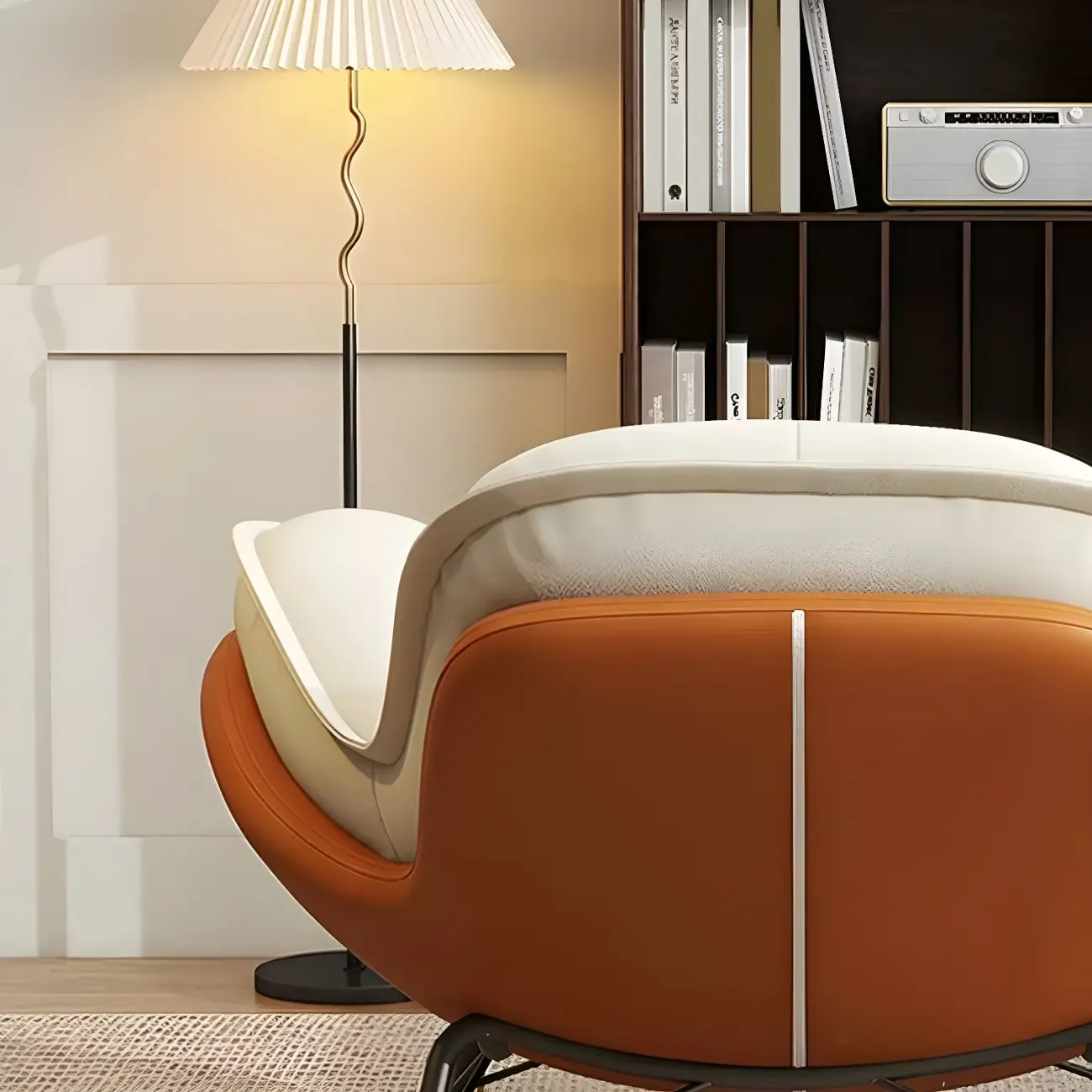 Modern Flannel Upholstered Rocking Chair with Ottoman