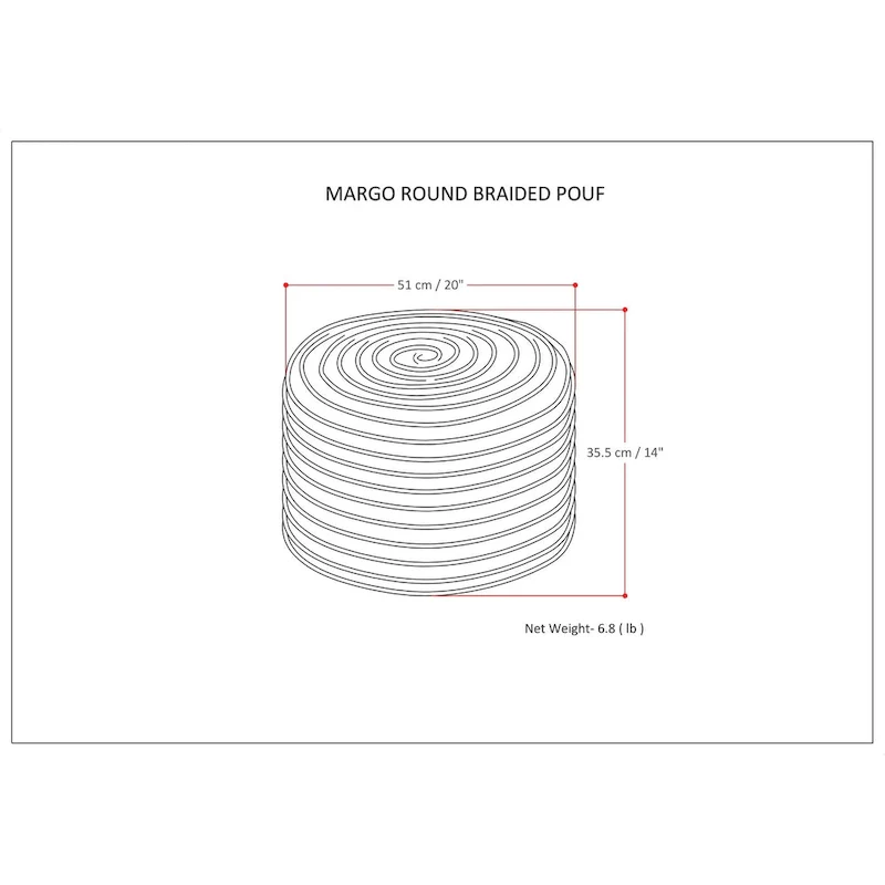 WYNDENHALL Mattise Boho Round Pouf in Braided Jute