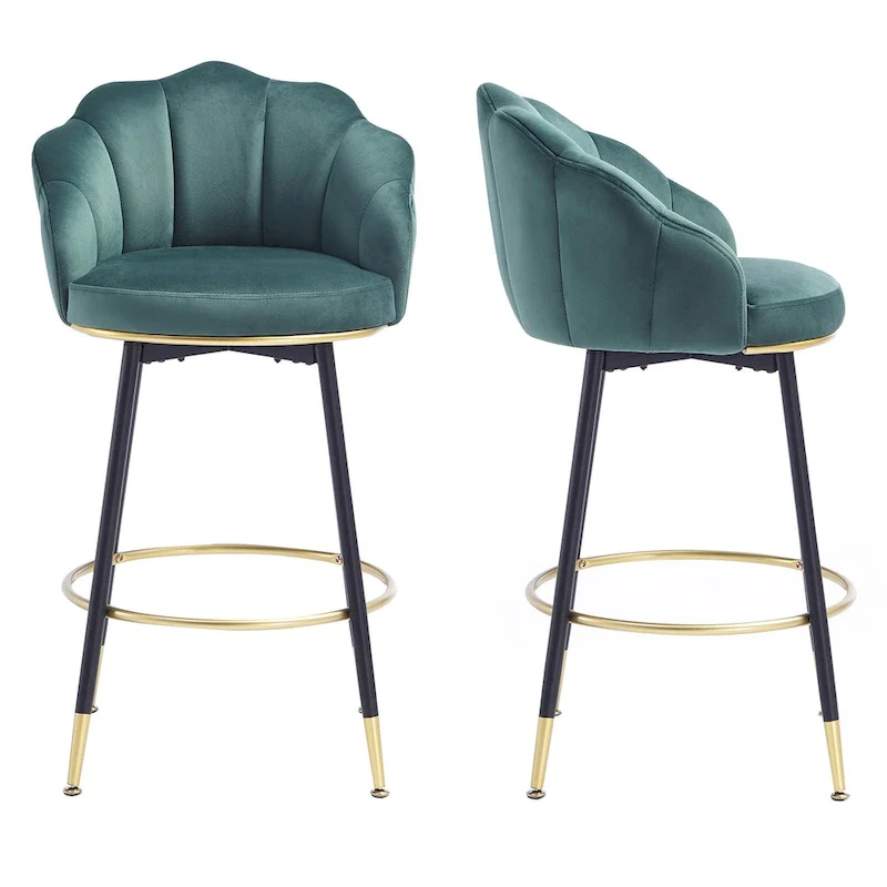 Modern Swivel Bar Stools With Backs – Set of 2, Stylish Kitchen Counter Seating